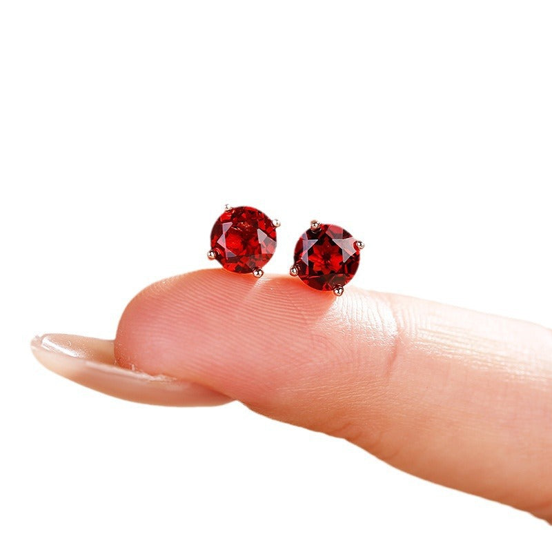 Simple Classic Red Crystal Light Luxury Pigeon Stud Earrings