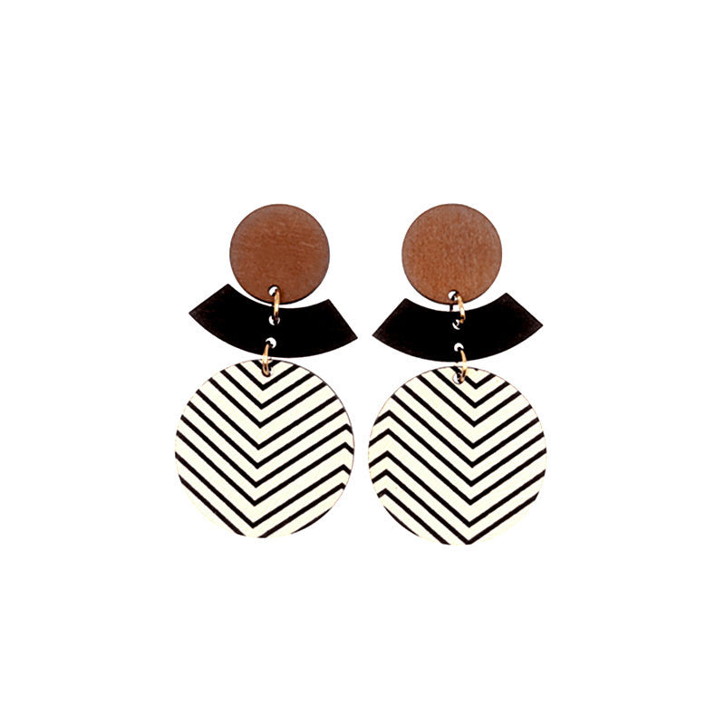 Patch Fashionable Simple Geometric Versatile Wooden Earrings