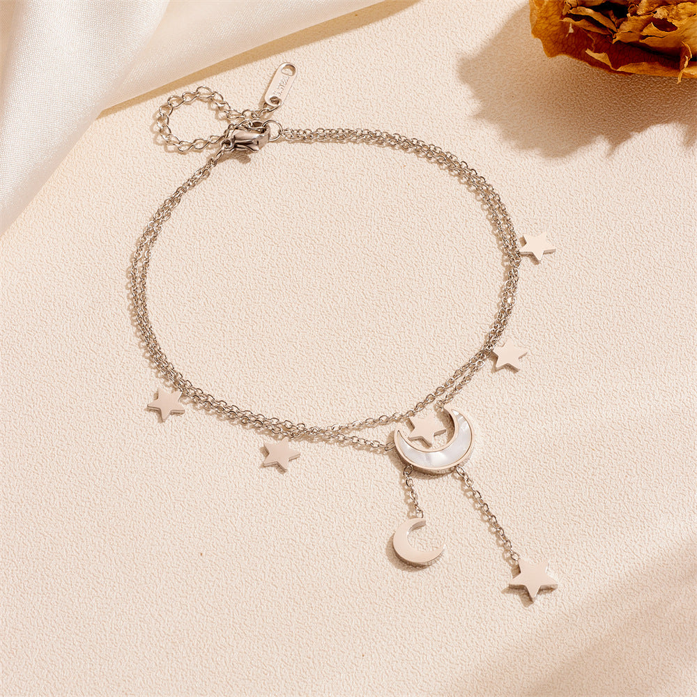 Women's Titanium Steel Peach Heart Tassel Stainless Color Retaining Heart-shaped Jewelry Set