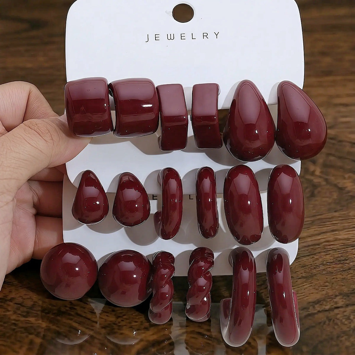Women's Red Acrylic Water Drop Geometry Type Boutique Trendy Sets Of Earrings