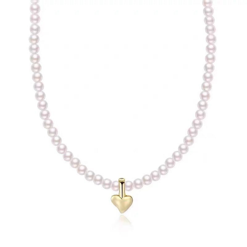 Pearl Small Beads Female Heart Clavicle Necklaces