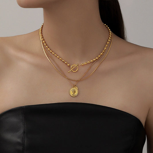 Three Dyson Elegant Portrait Clavicle Minimalist Necklaces