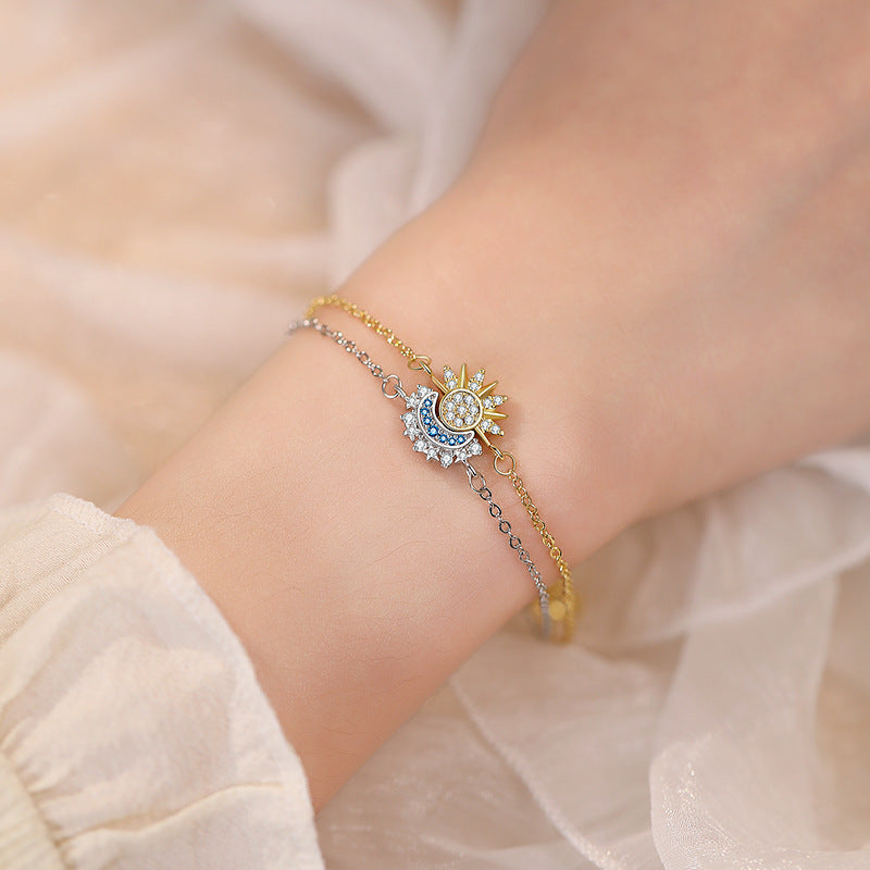 Moon Sun Inlaid Zirconium Couple Popular Fashion Bracelets