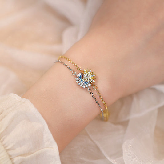 Moon Sun Inlaid Zirconium Couple Popular Fashion Bracelets