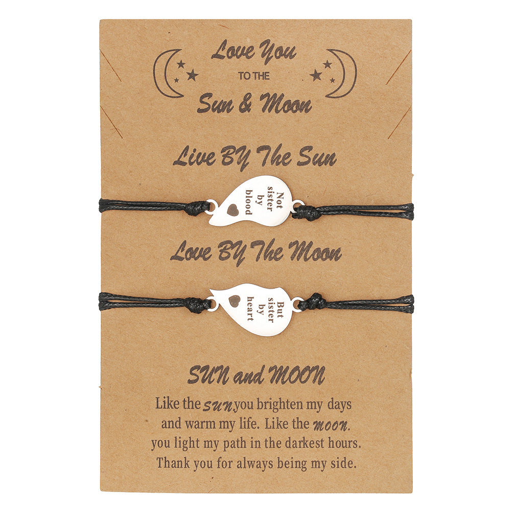 Steel Love Friends Woven Fashion Lettering Adjustable Carrying Bracelet
