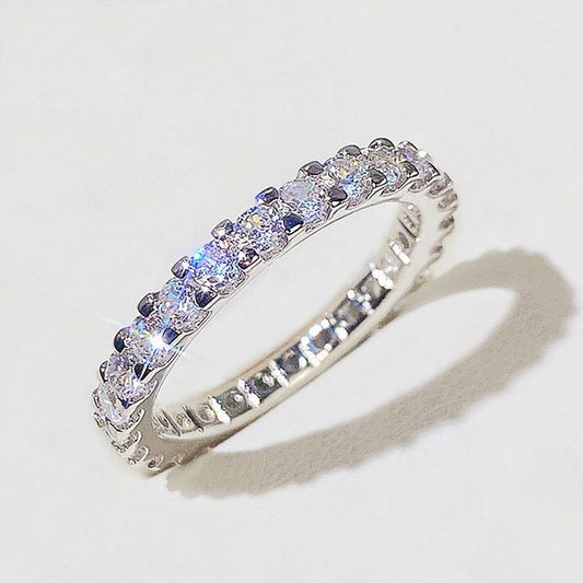 Women's Starry Single Row Full Diamond Simulation Affordable Luxury Ring