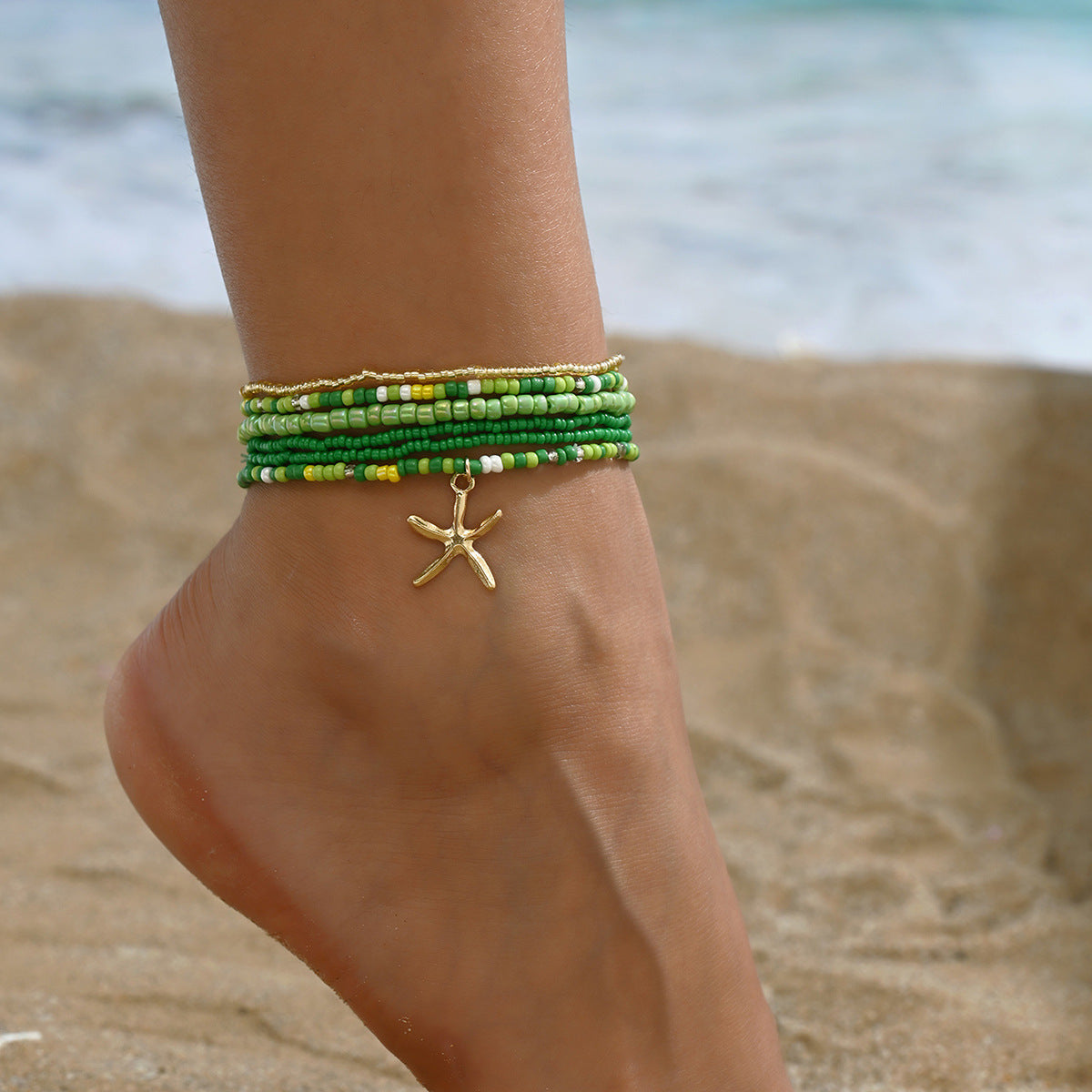 Women's Summer Beach Beads Stringed Vacation Style Anklets