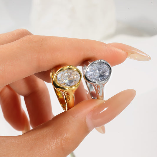 Women's Classic Style Stainless Steel Irregular Design Ring