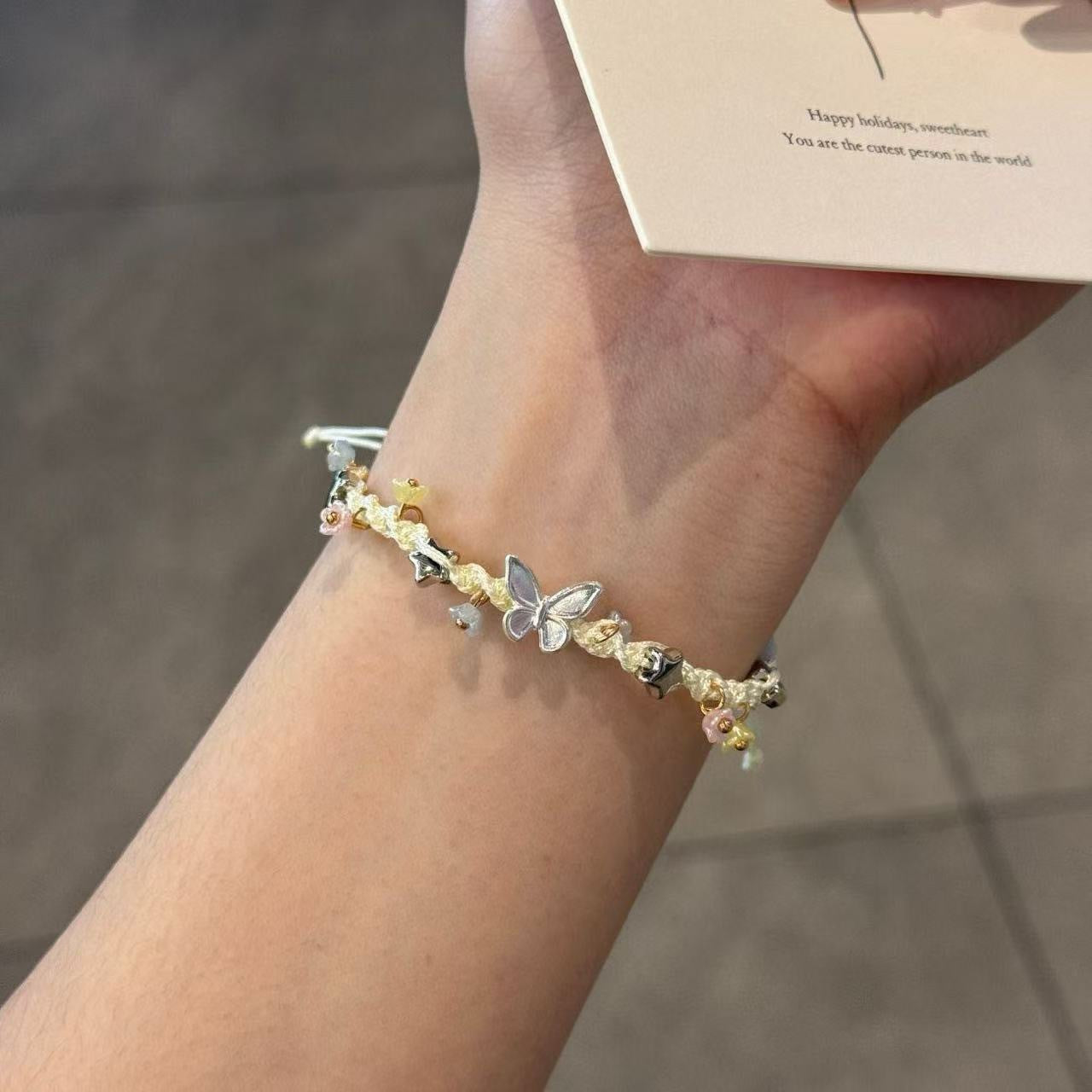 Leaf Butterfly Star Flower Mori Style Hand Woven Rope Couple Bracelets