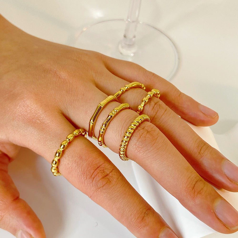 Simple Style Stainless Steel Gold-plated Bamboo Rings