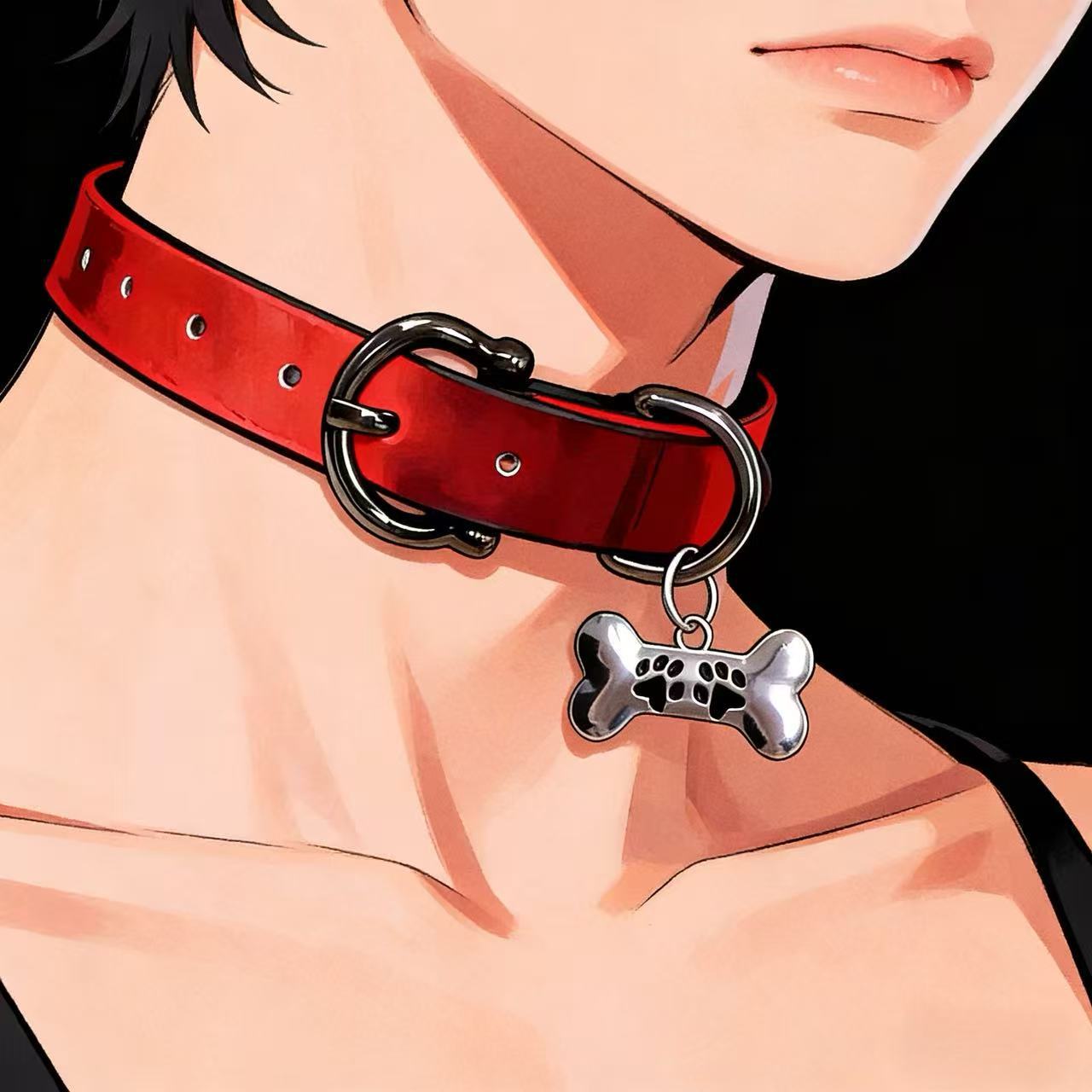Warm Change Red Buckle Sweet Cool Hot Style Dog Bone Collar