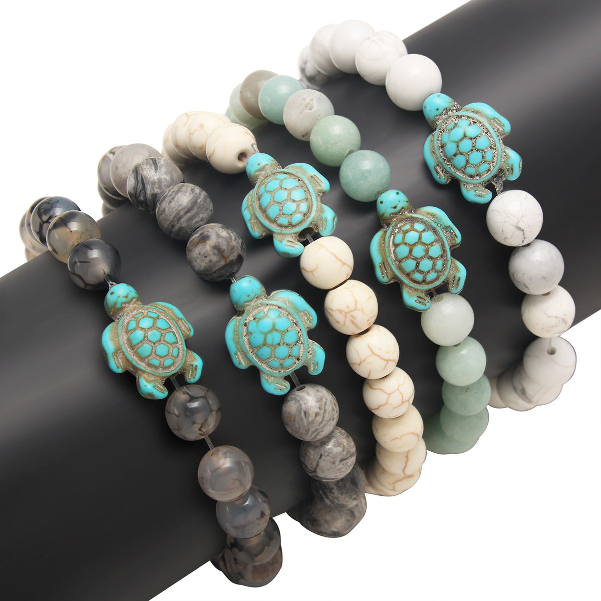 Durable Attractive Natural Stone Turtle Stretch Bracelets