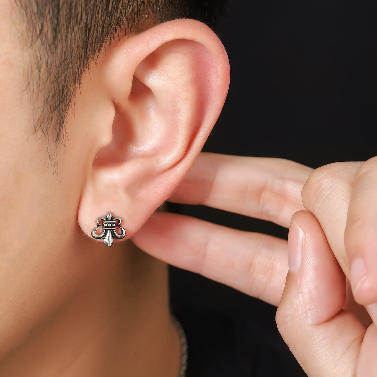 Women's & Men's Titanium Steel No Fading Cruciate Flower Niche Stud Earrings