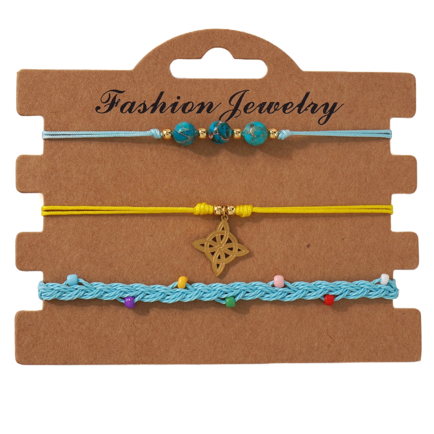 Seaside Style Wax Line Combination Turquoise Emperor Stone Beaded Hand-woven Bracelet