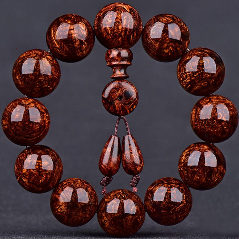 Scented Rosewood Male Full Of Burl Scars Tiger Bracelet