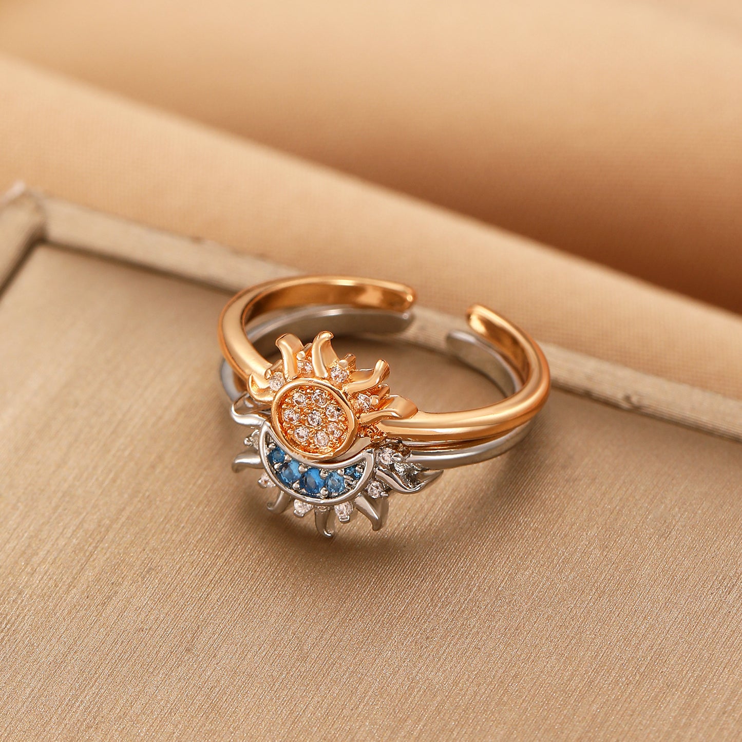 Elegant Charming Diamond Sun Moon Female Rings