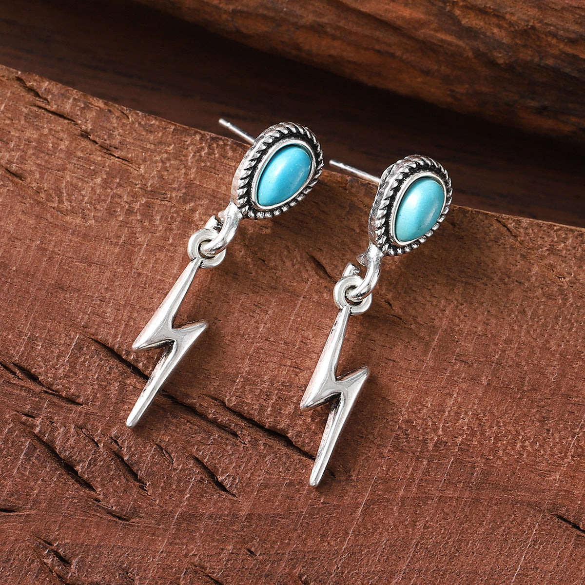 Vintage Turquoise Alloy Bohemian Minority Simple Earrings