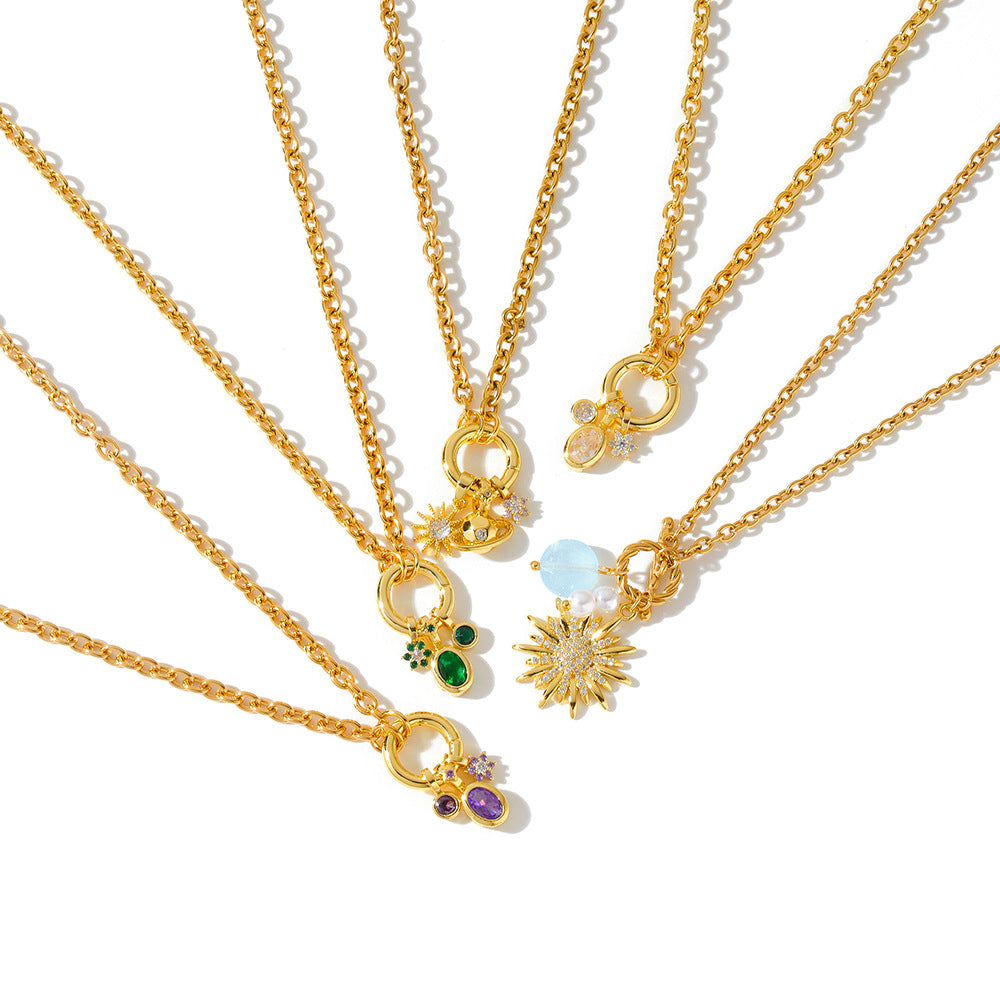 Stylish Stainless Steel Minority Simple Geometric Sun Necklaces