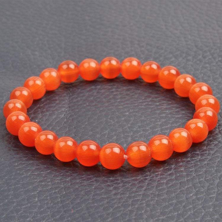 Women's Natural Pink Crystal Agate Tiger Eye Bracelet