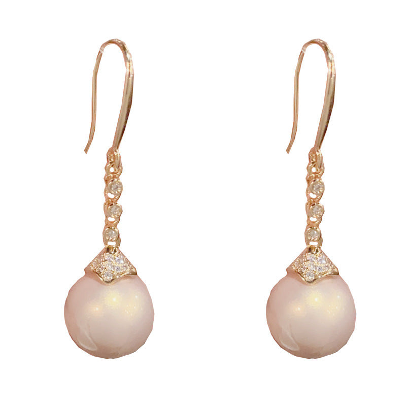 Versatile Zircon Pearl Tassel Female Refined Simple High Sense Ear Hook