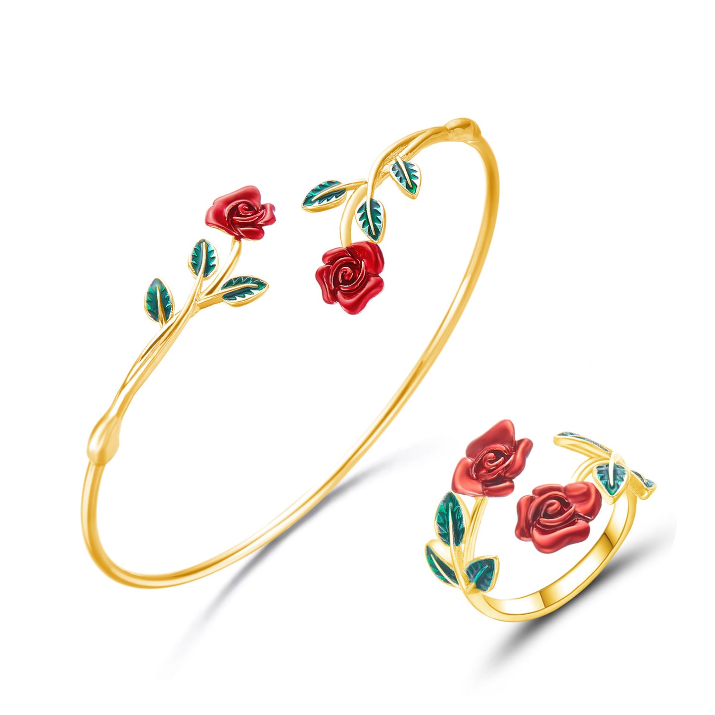 French Romantic Oil Dripping Red Rose Flower Design Light Luxury Bracelets