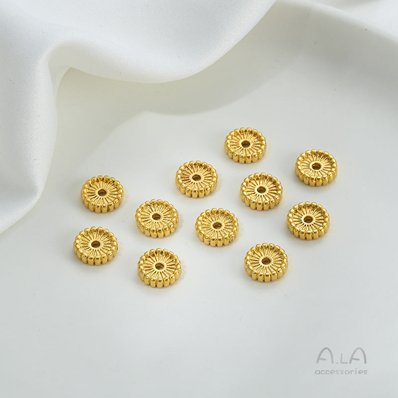 Alluvial Gold Wheel Spacer Beads Copper Jewelry Accessories