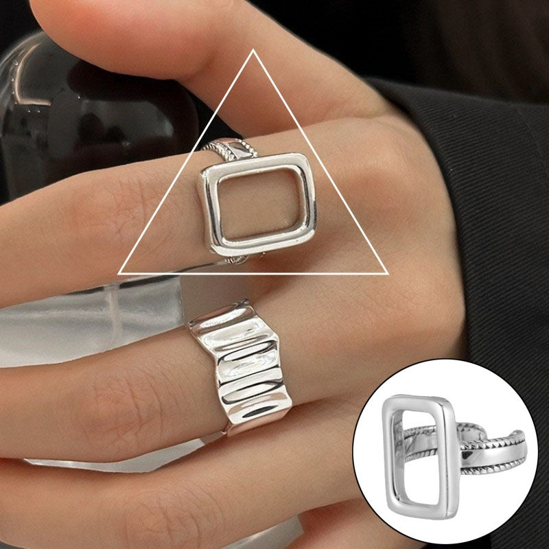 Female Retro Fashion Geometry Pattern Wave Rings