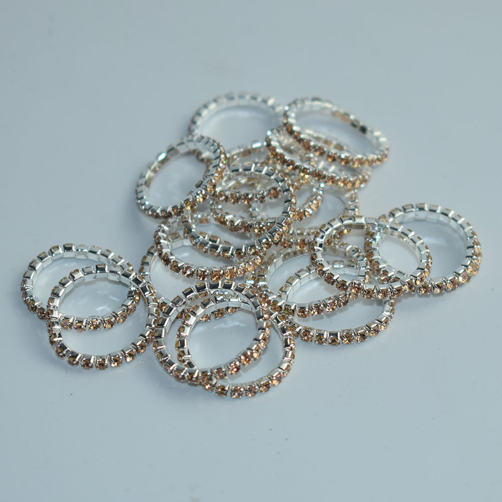 Korean Style Single Row Rhinestone Elastic Mixed Ring