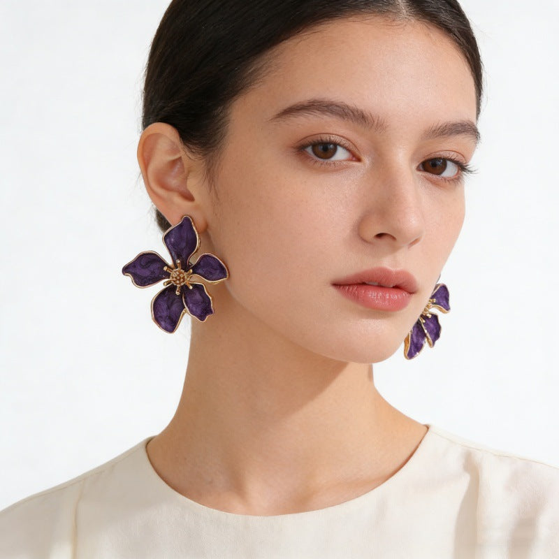 Women's Fashion Glaze Flowers High-grade Simple Personalized Trendy Earrings