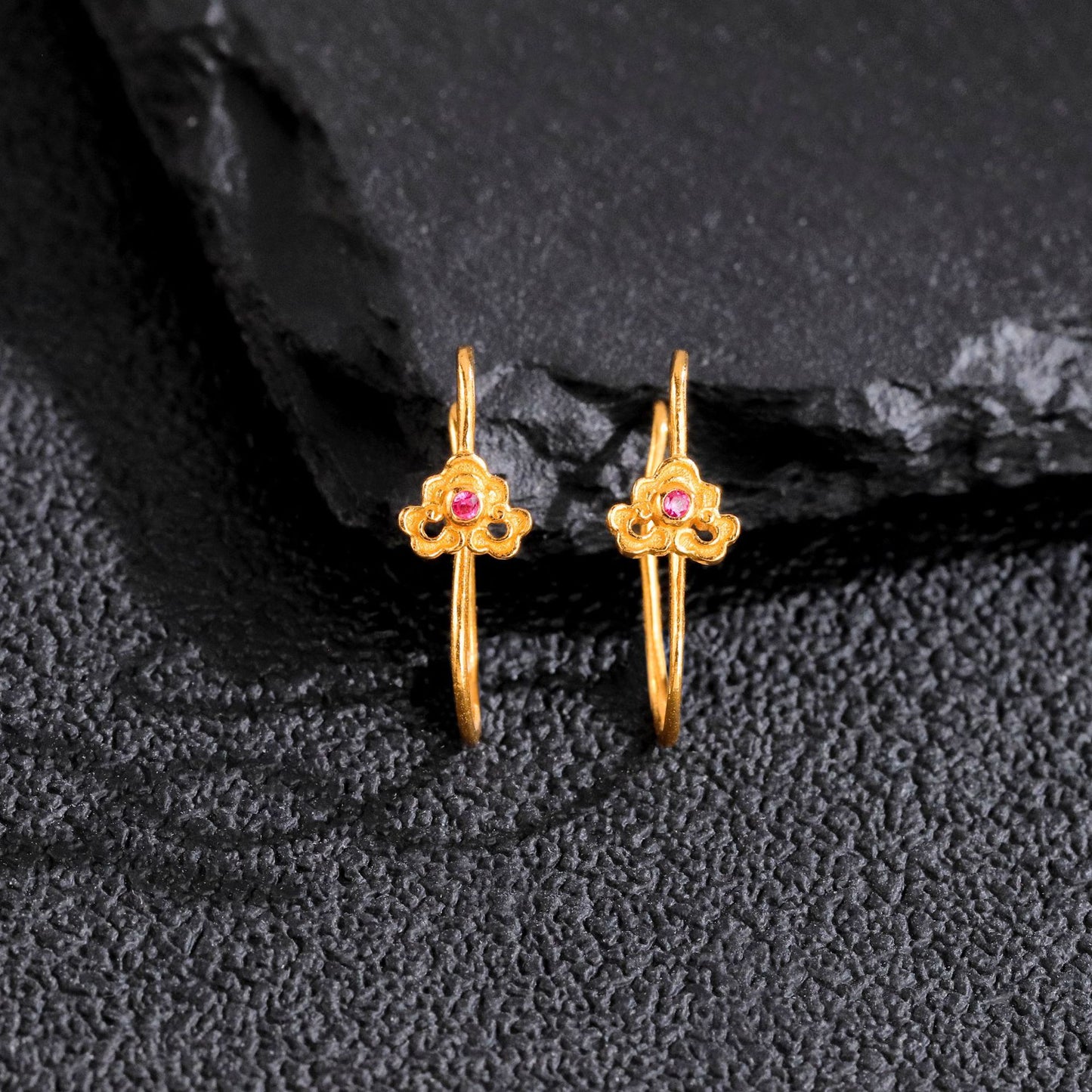 Inlaid Auspicious Cloud Ear Hook Chinese Style Earrings