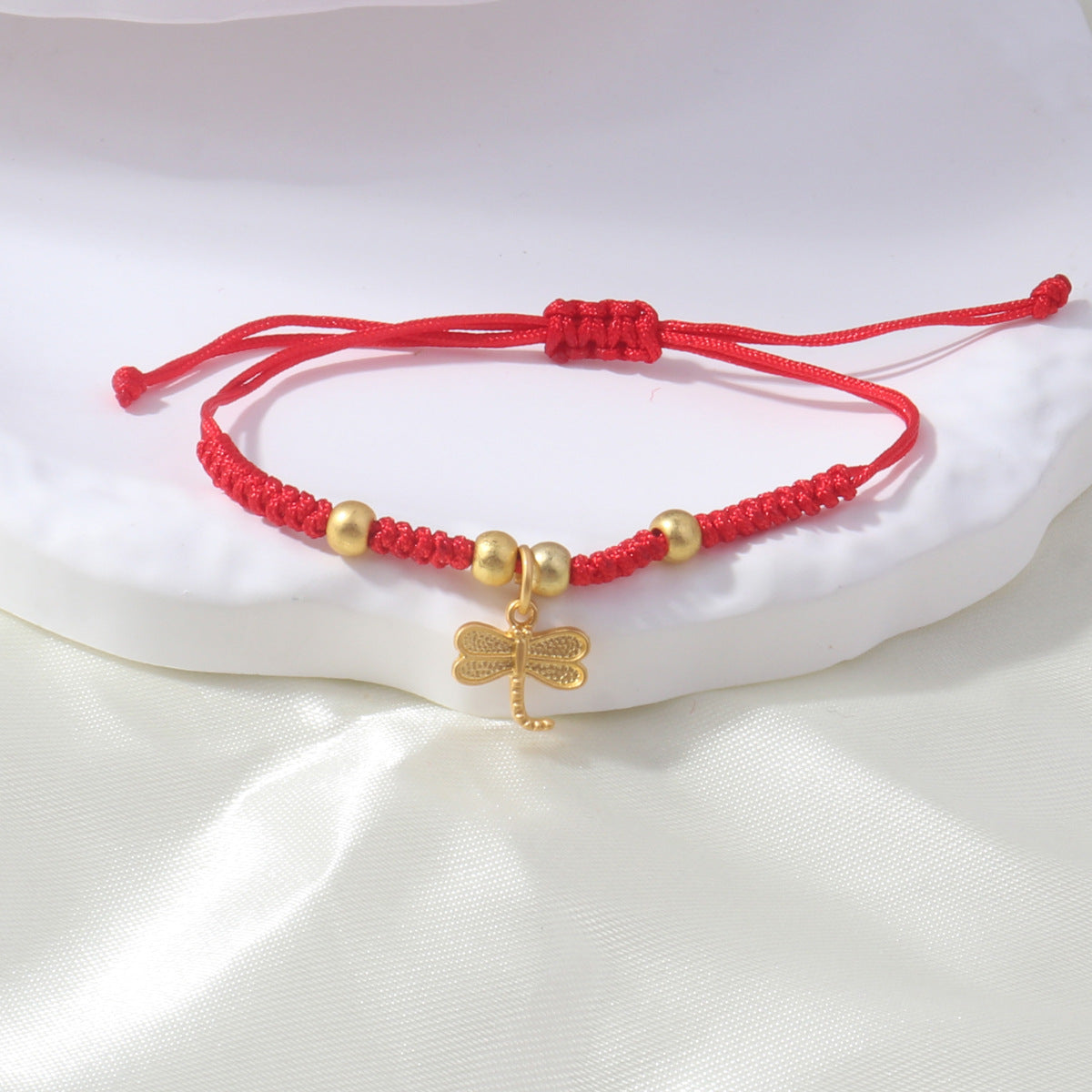 Braided Red Rope Auspicious Language Butterfly Fortune Cat Safe Joy Bracelets