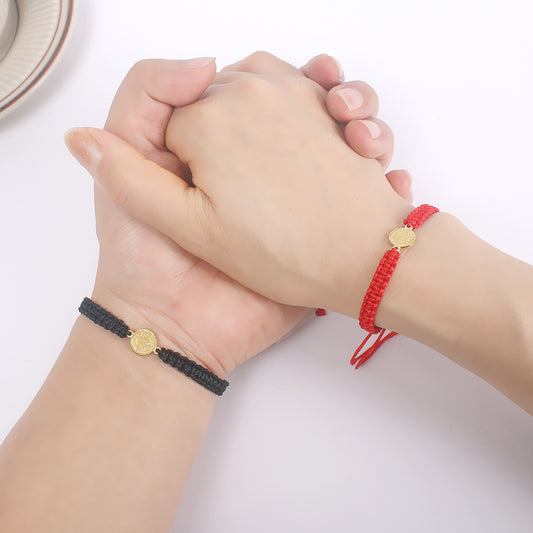 Women's & Men's Stainless Steel Holy Father Cross Hand-woven Bracelets