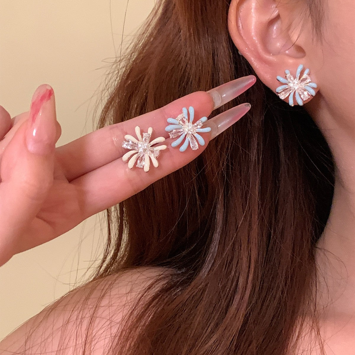 Zirconium Drip Glazed Fireworks Female Niche High Sense Graceful Exquisite Rings
