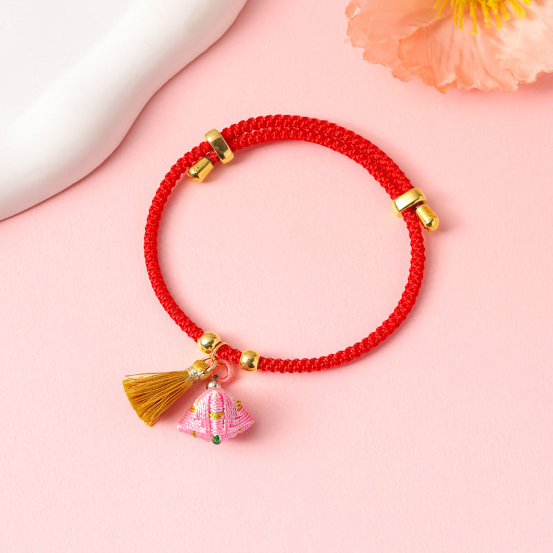 Children's Colorful Braided Rope Wrist String Safe Red Bracelet
