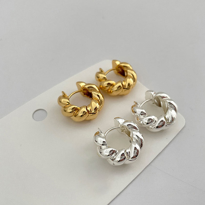 Metal Sier Needle Retro Small Trendy Niche Earrings
