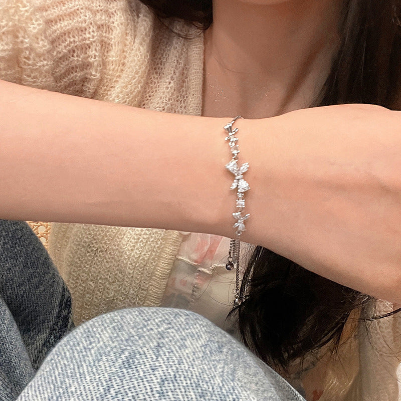 Light Luxury Zircon Bow Pull Summer Niche Design Bracelets