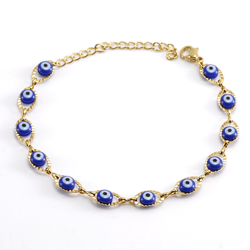 Personality Turkish Devil's Eye Electroplated Stainless Bracelet