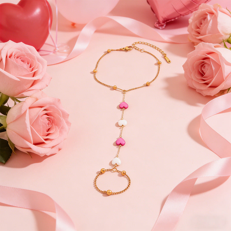 Stainless Steel Heart-shaped Finger Chain Light Bracelets