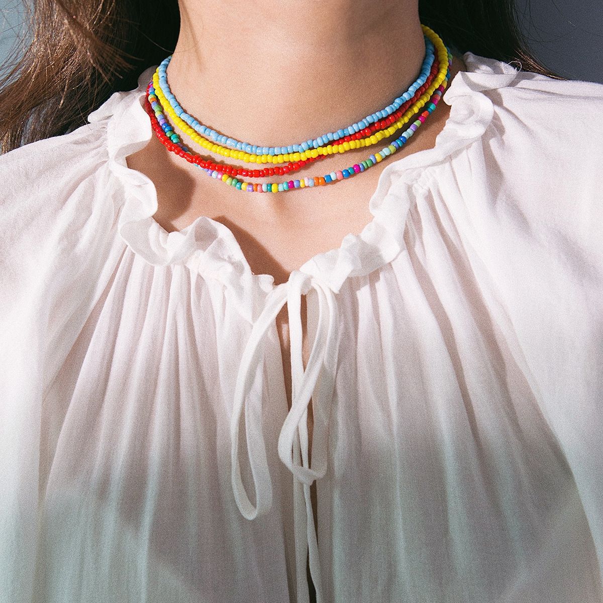 Women's Clavicle Chain Sweet Personalized Color Bead Handmade Beaded Necklaces
