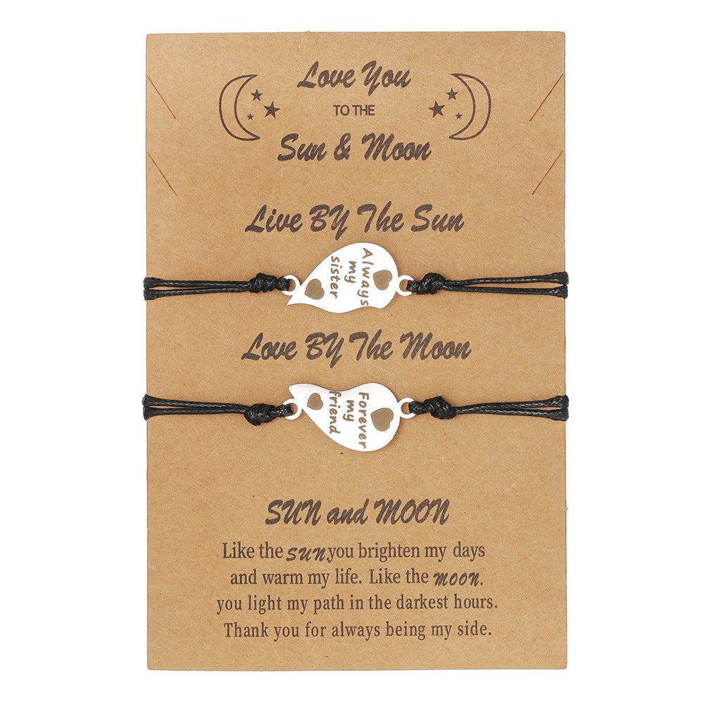 Steel Love Friends Woven Fashion Lettering Adjustable Carrying Bracelet