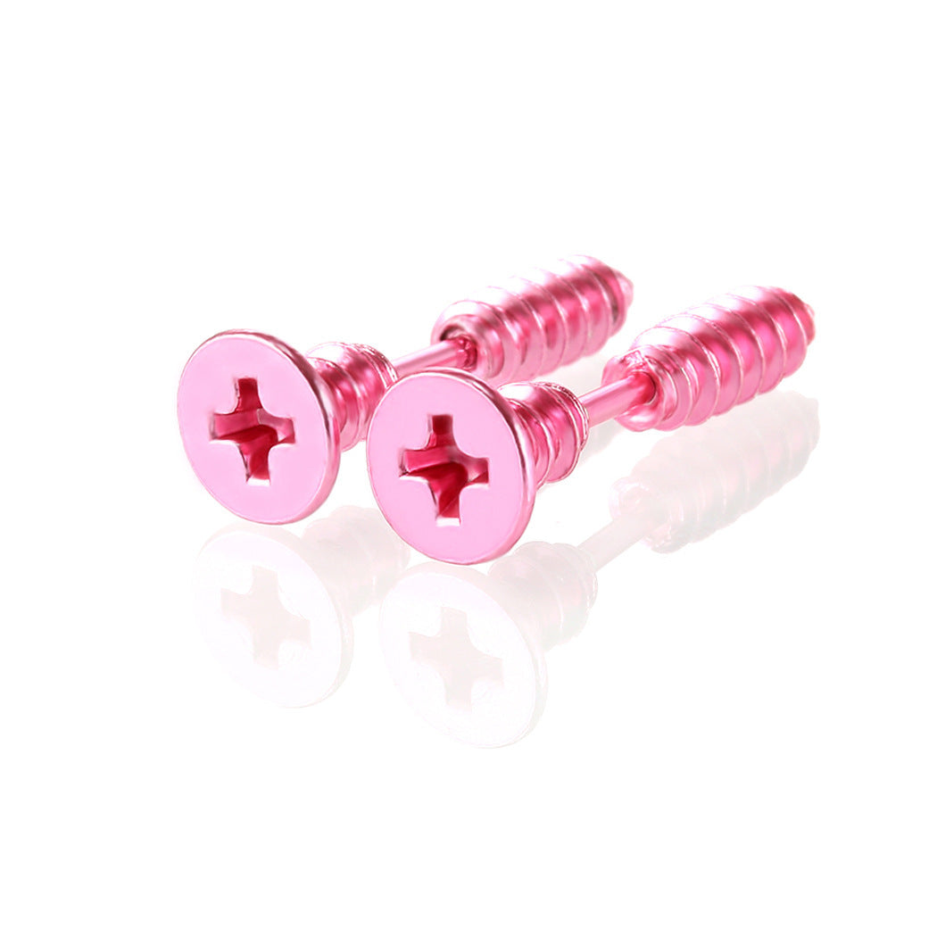 Screw Personality Double-sided Front Rear Ear Clip Same Stud Earrings