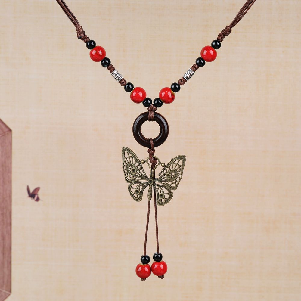 Chinese Ethnic Style Butterfly Niche Ancient Necklaces