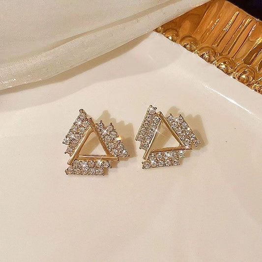 High-grade Light Luxury Rhinestone Fashionable Temperamental Triangle Stud Earrings