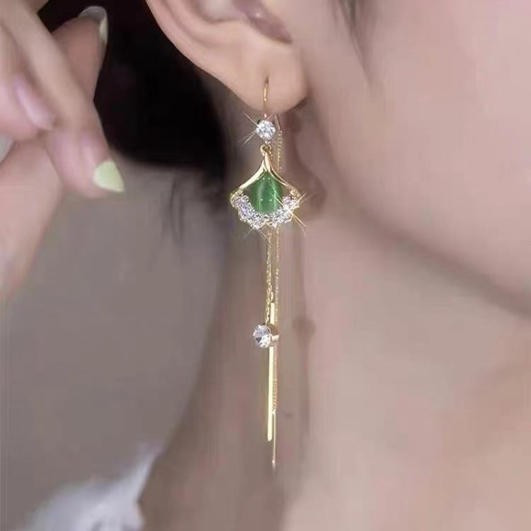 Long Ginkgo Tassel Temperament Special Interest Light Luxury Rings