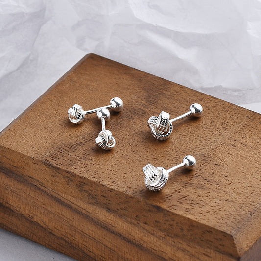 Women's Summer Sier Ball Screw Ear Simple Earrings