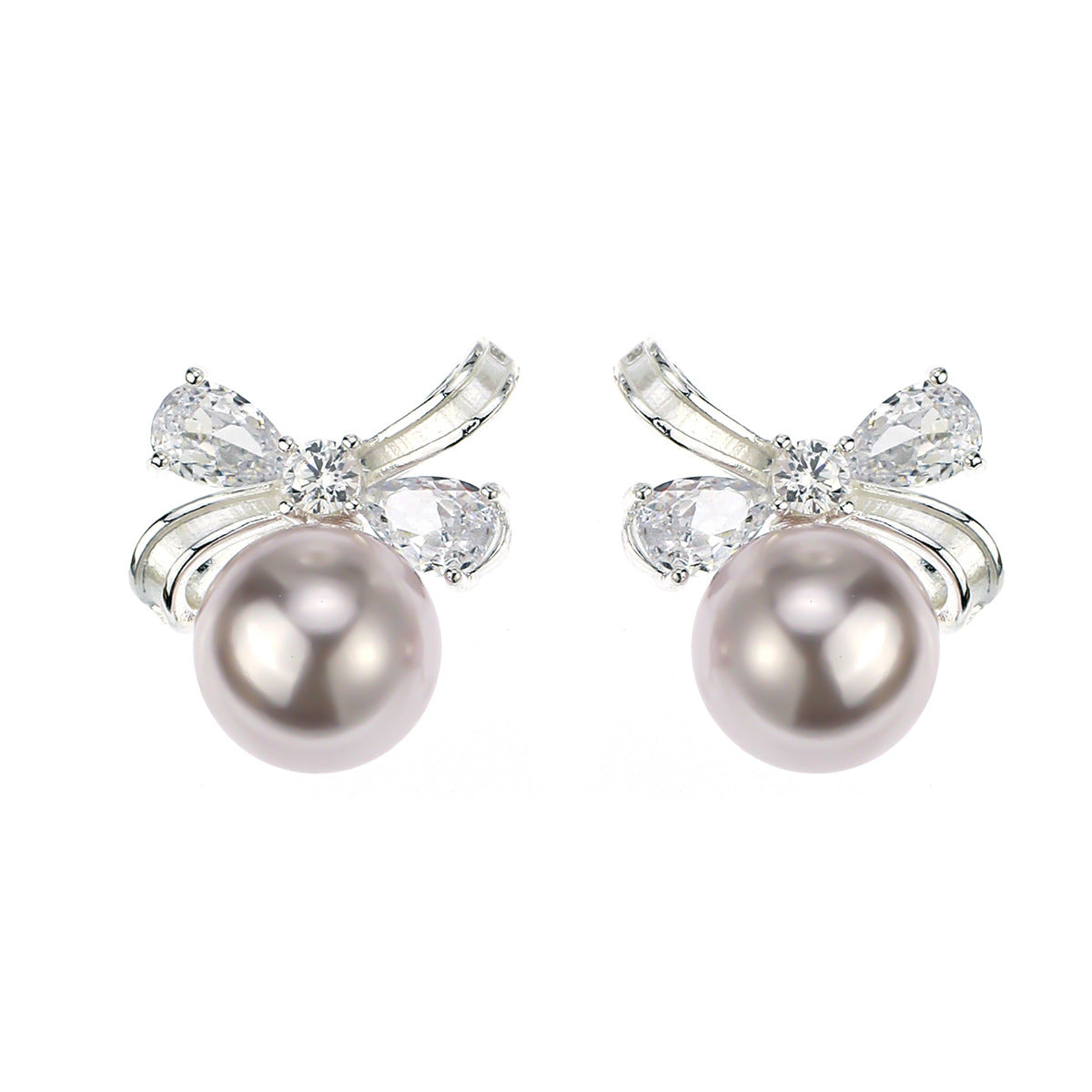 French Sweet Pearl Bow Fashion Delicate Stud Earrings