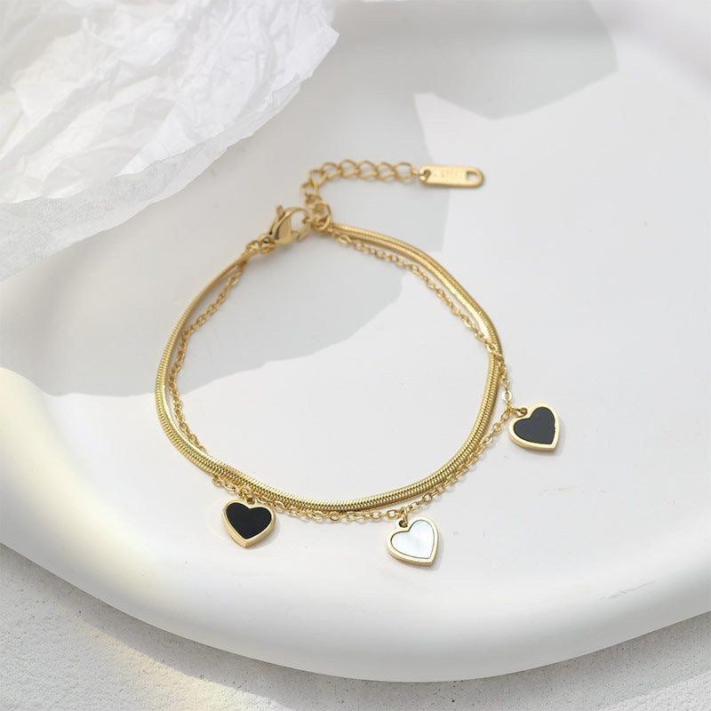 Luxury Titanium Steel Heart Female Niche Bracelets