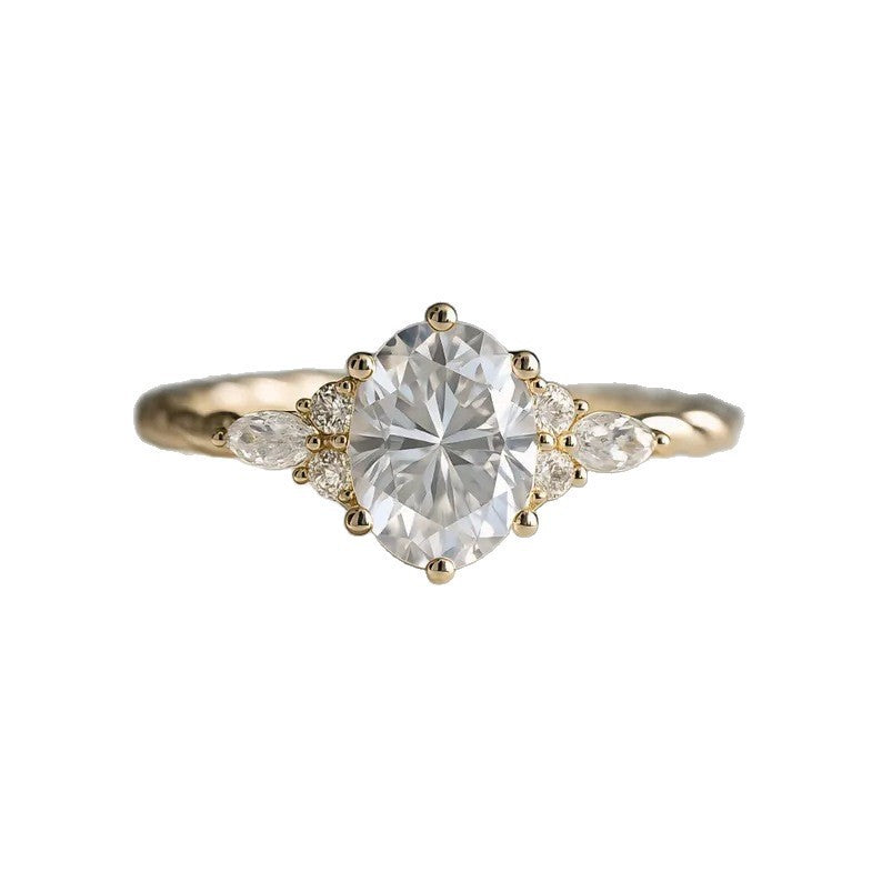 Ya Copper White Zircon Princess Imitation Diamond Rings