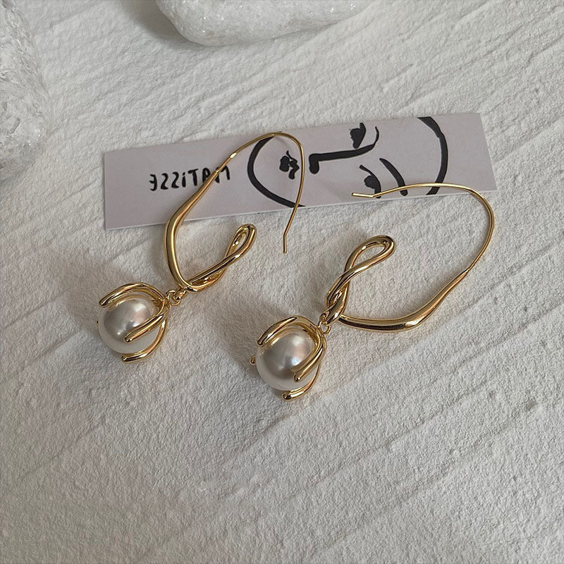 Twisted Line Pearl Female French Entry Lux Niche High Rings