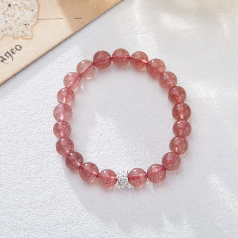 Women's Strawberry Quartz Rich Flower Lucky Pink Crystal Bracelets